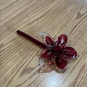 Elegant Red Glass Flower Accent